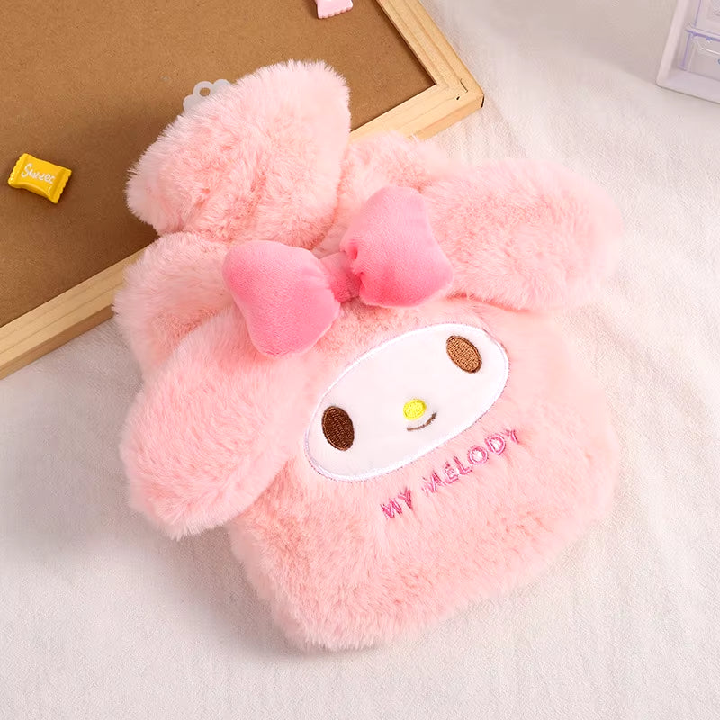 Sanrio Melody Kuromi Hello Kitty Cinnamoroll Filled Hot Water Bottle Large Capacity Cute Plush Hot-Water Bottle Christmas Toys